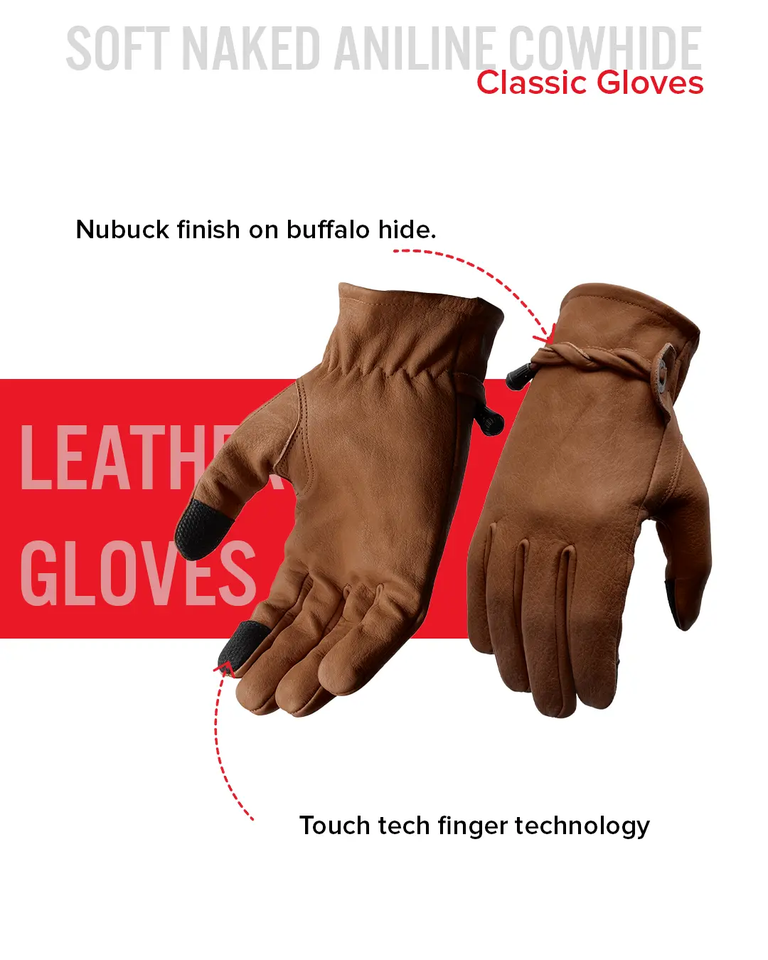 Ranch Men's Motorcycle Leather Gloves - Image 13