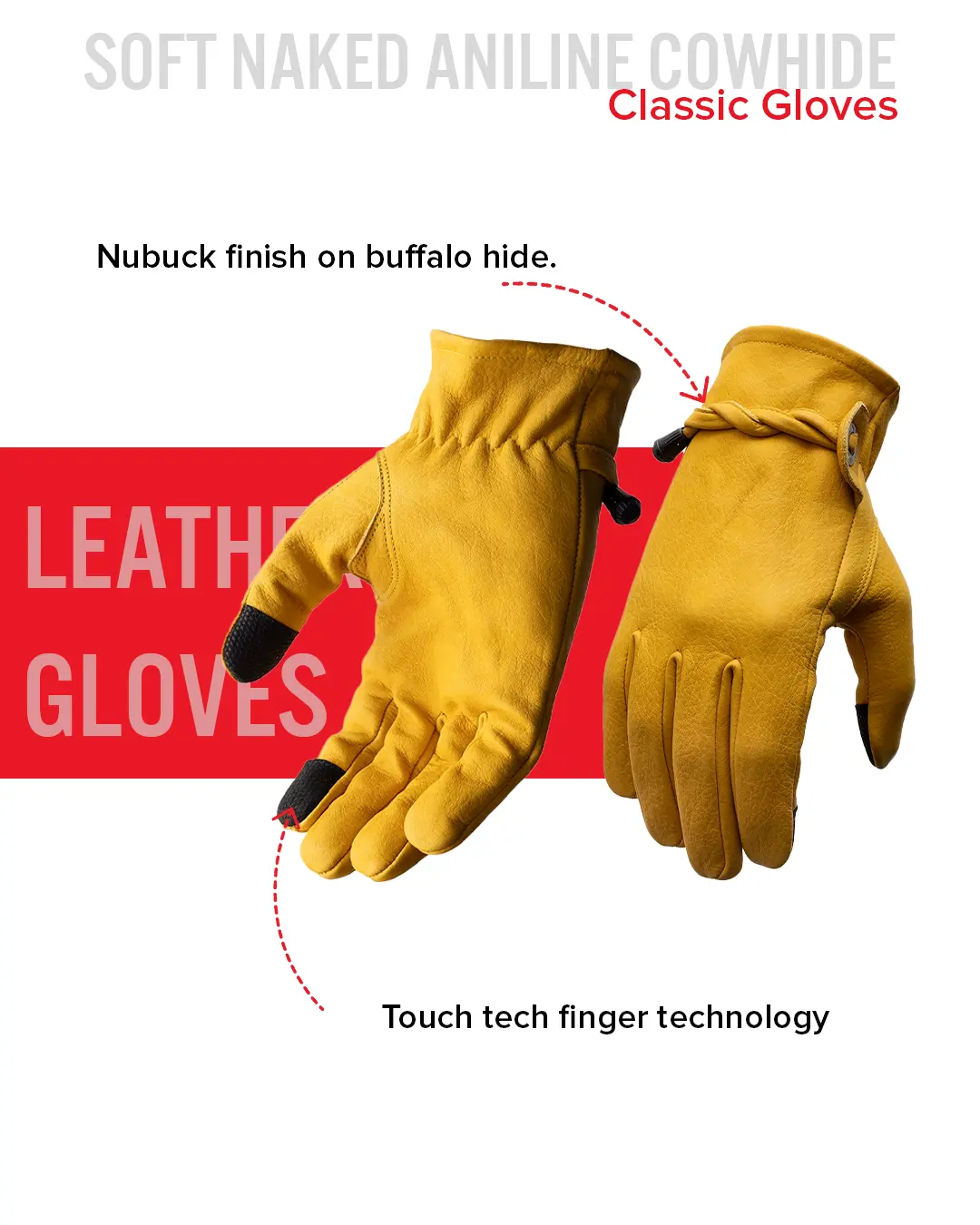 Ranch Men's Motorcycle Leather Gloves - Image 14