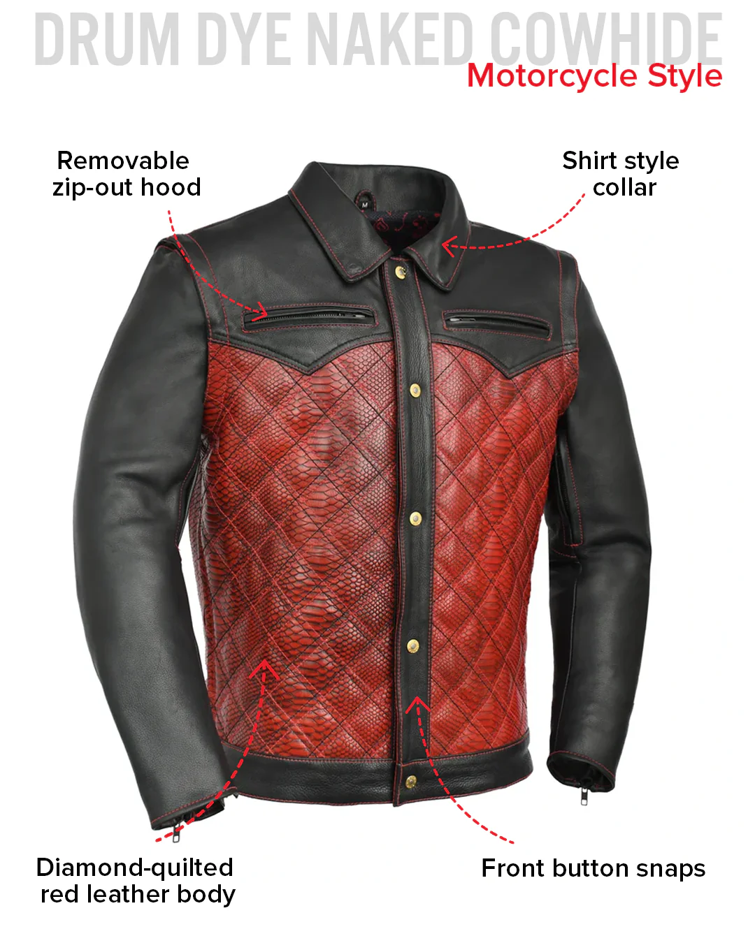 Redstrike Men’s Motorcycle Leather Jacket - Image 19