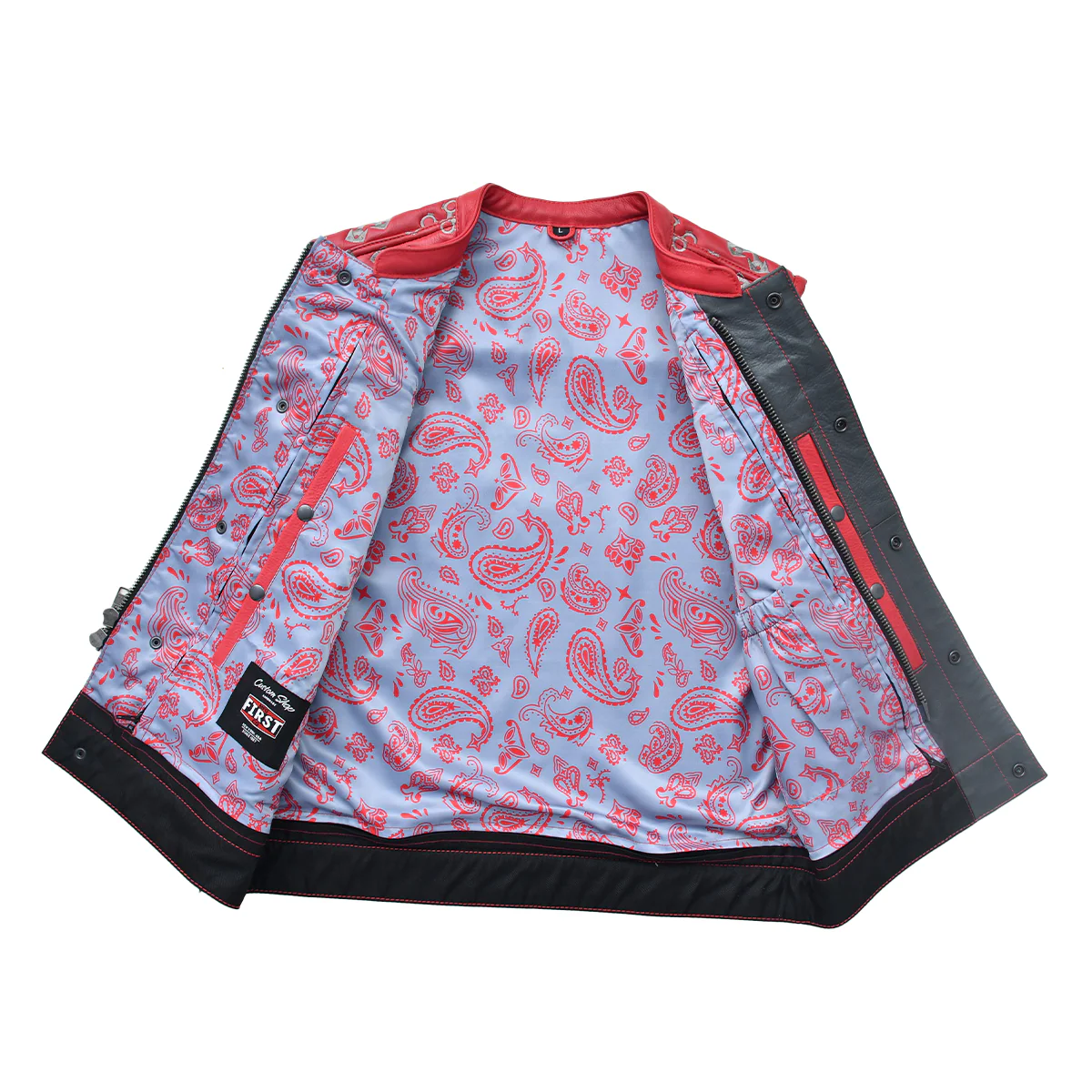 Redtop - Men’s Quilted Leather Motorcycle Vest - Image 3