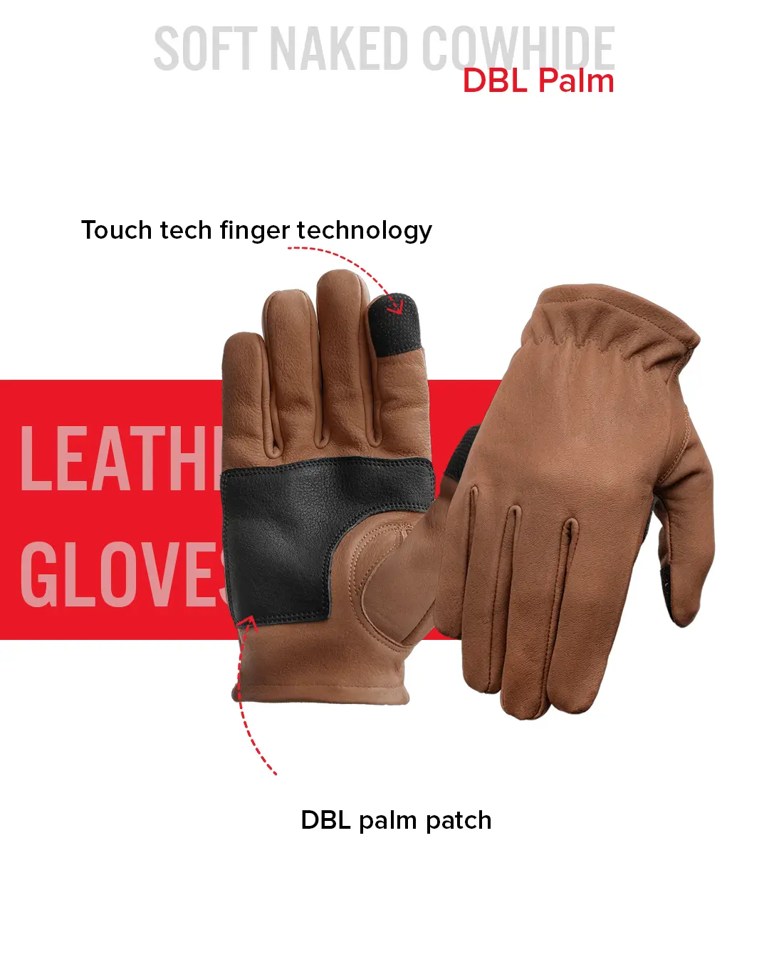 Roper DBL Palm Men's Motorcycle Leather Gloves - Image 11