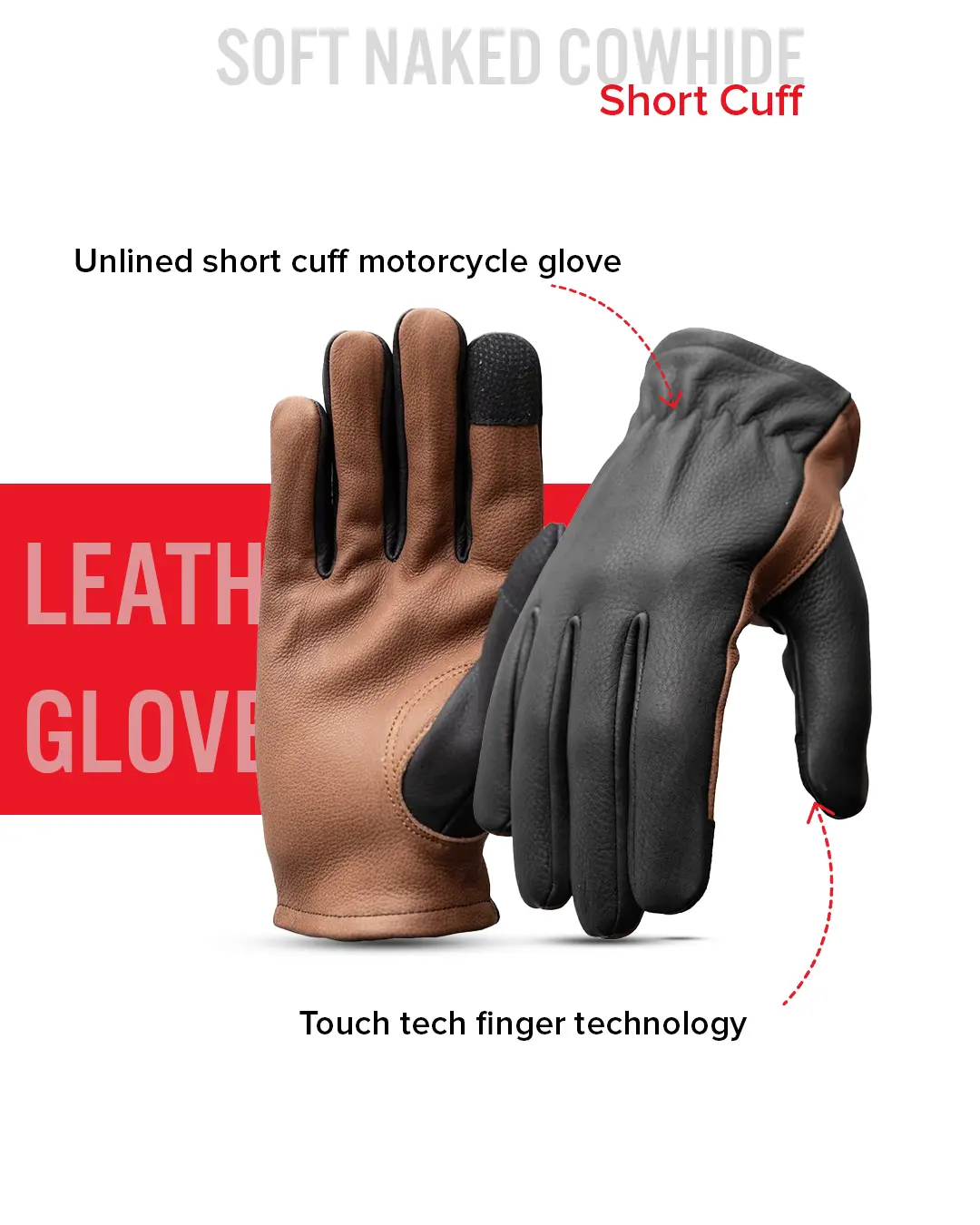 Roper Men's Motorcycle Leather Gloves - Image 19