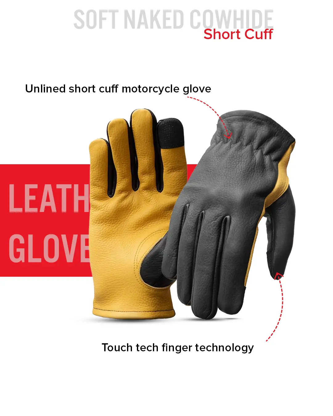 Roper Men's Motorcycle Leather Gloves - Image 20