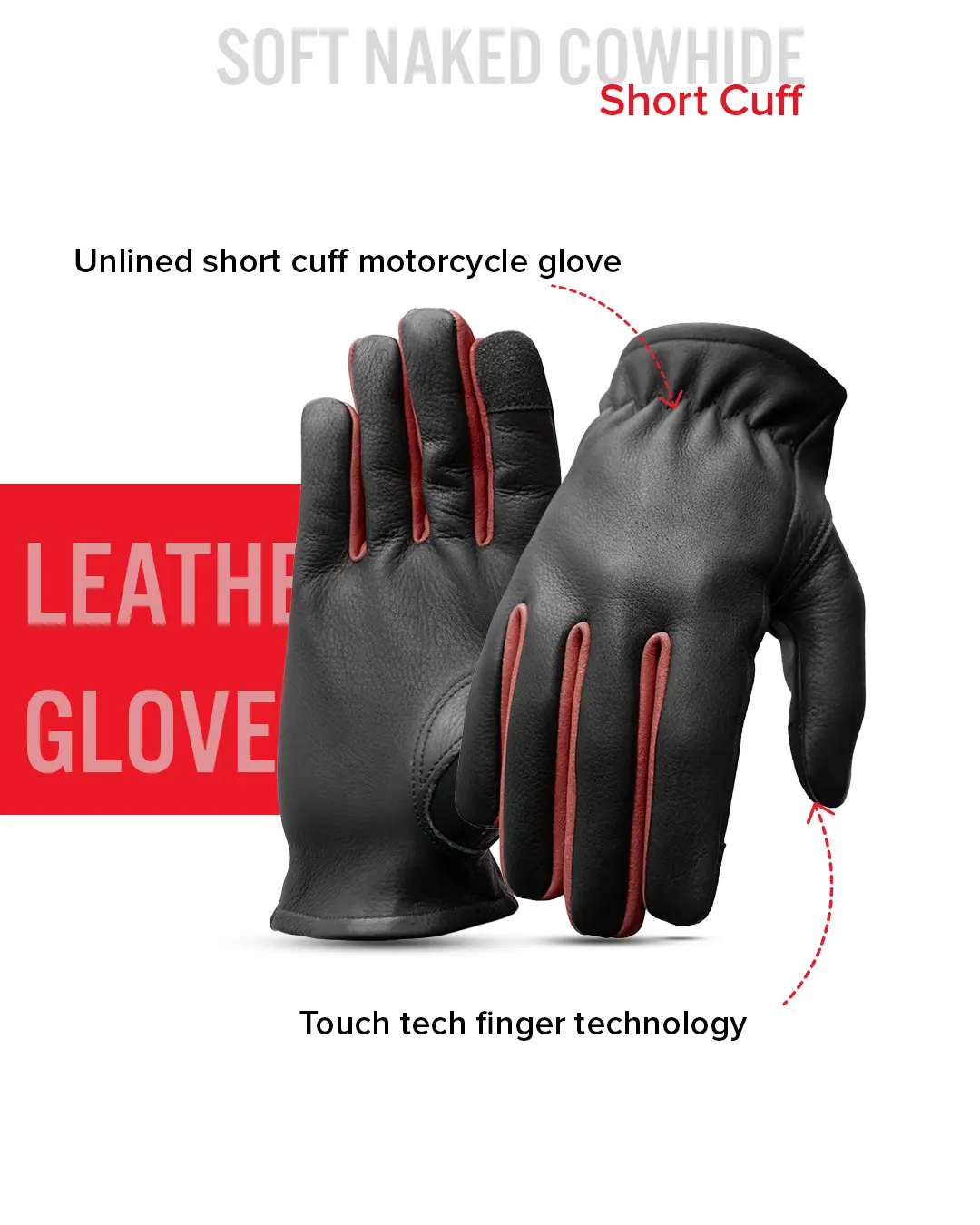 Roper Men's Motorcycle Leather Gloves - Image 21