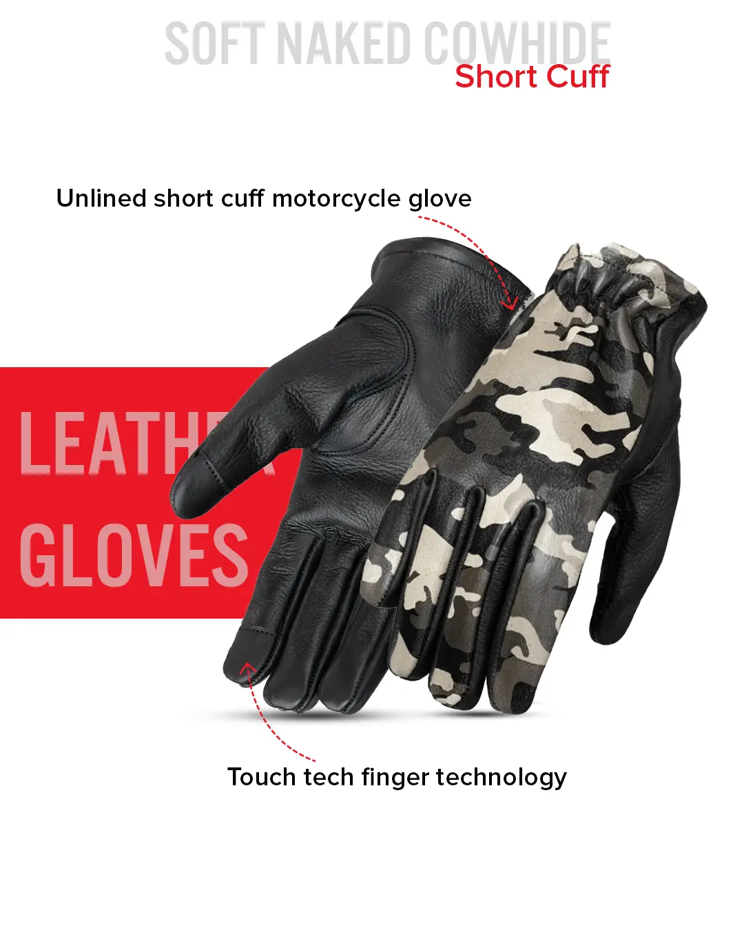 Roper Men's Motorcycle Leather Gloves - Image 22