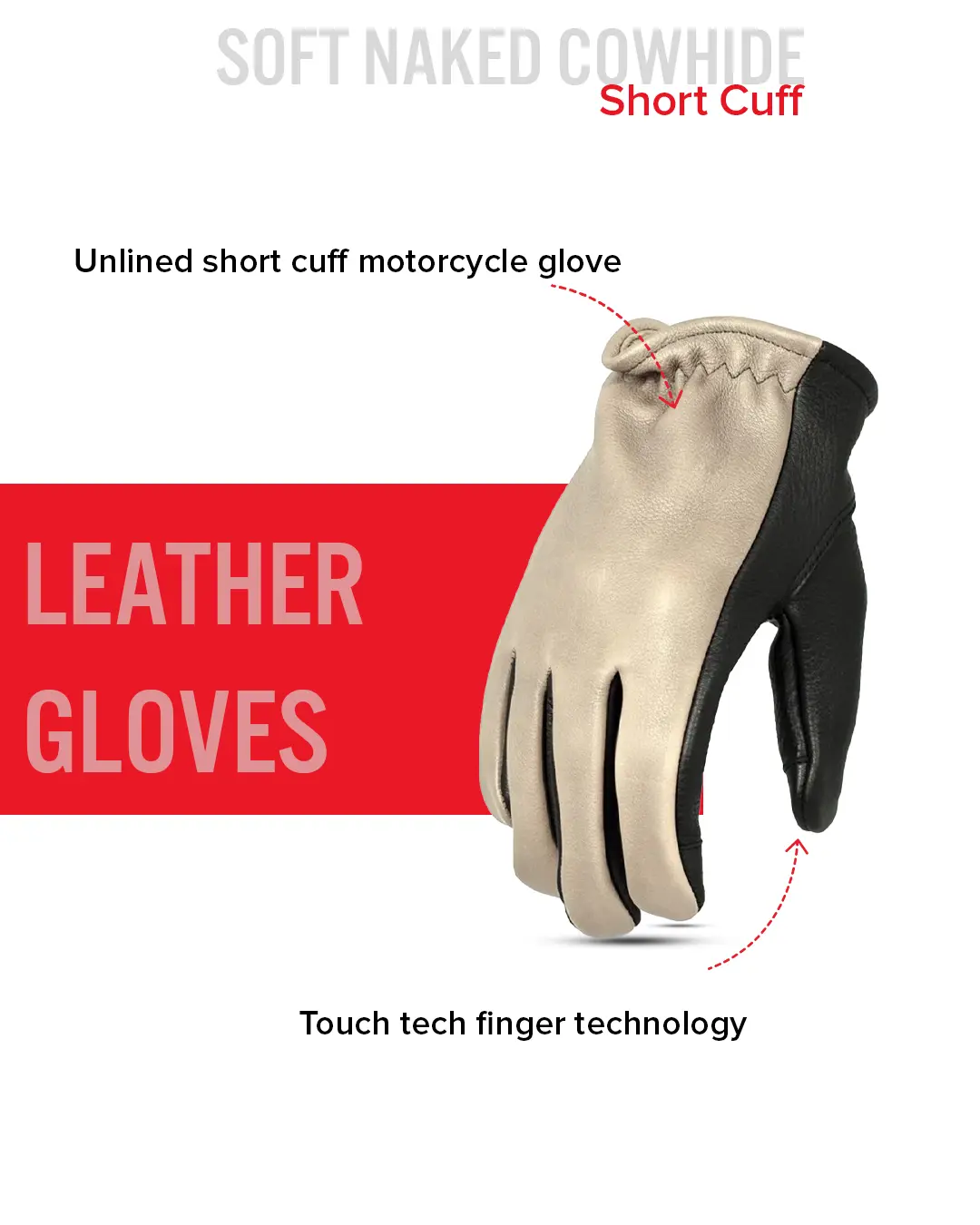 Roper Men's Motorcycle Leather Gloves - Image 23