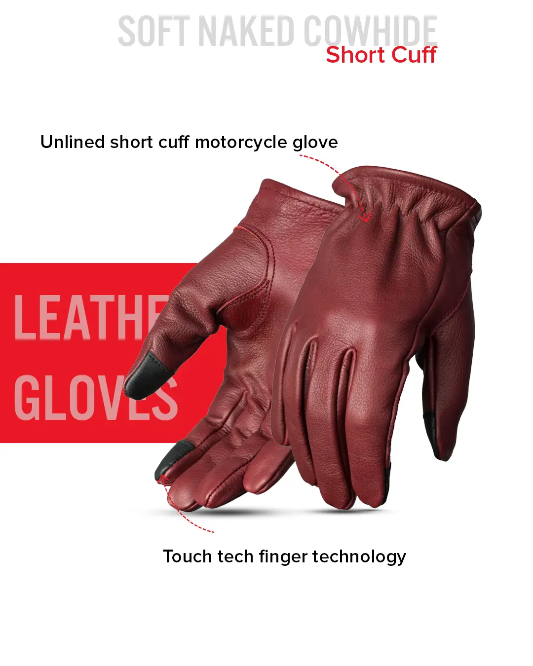 Roper Men's Motorcycle Leather Gloves - Image 24