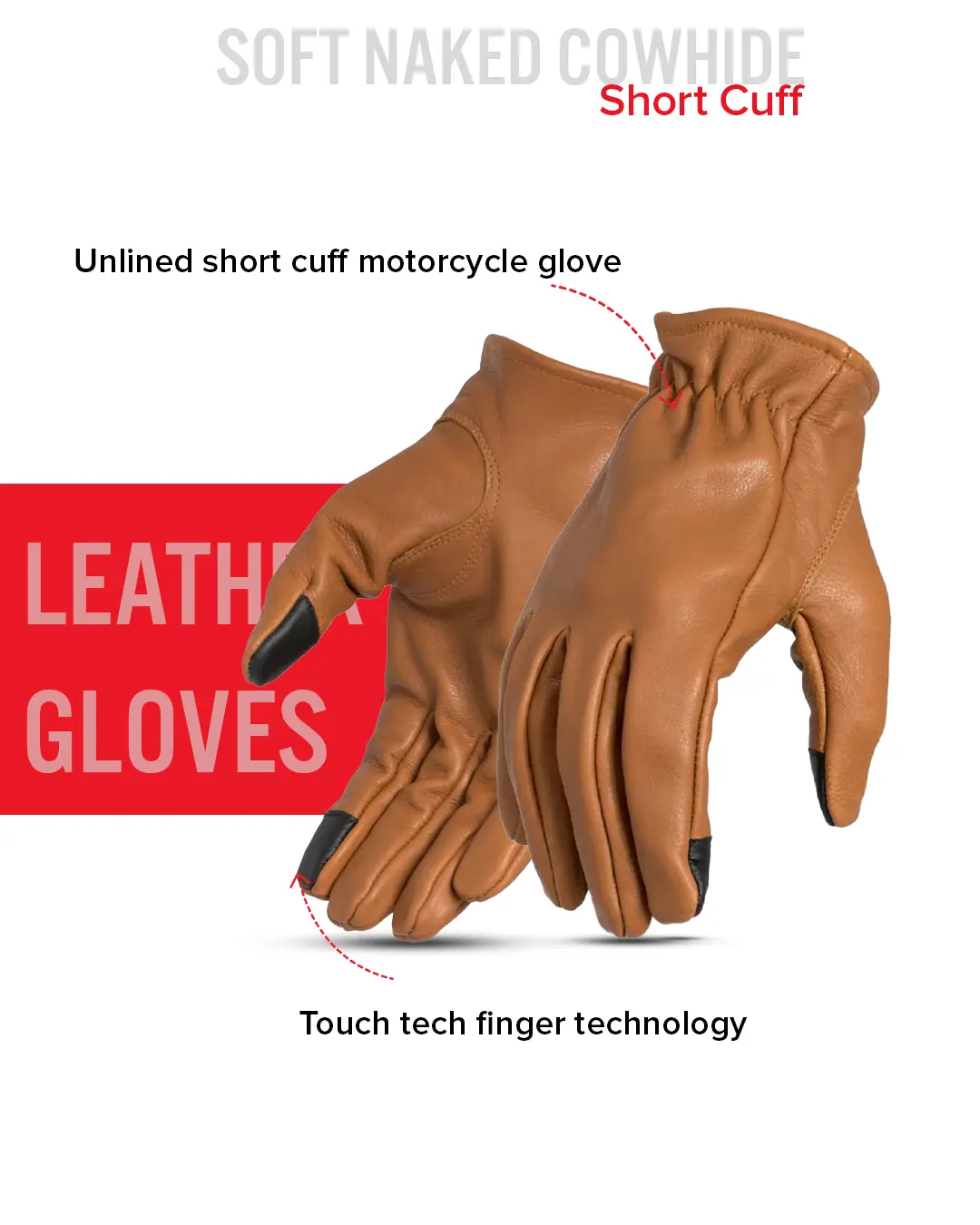 Roper Men's Motorcycle Leather Gloves - Image 25