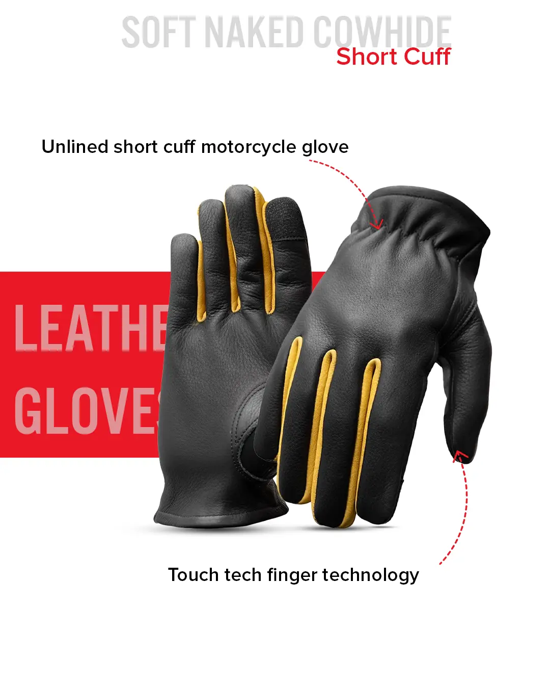 Roper Men's Motorcycle Leather Gloves - Image 26