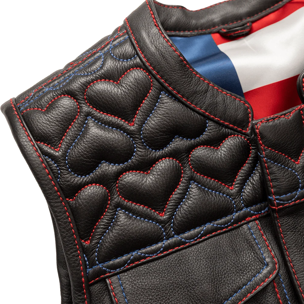 Rosie Women’s Motorcycle Leather Vest - Image 3