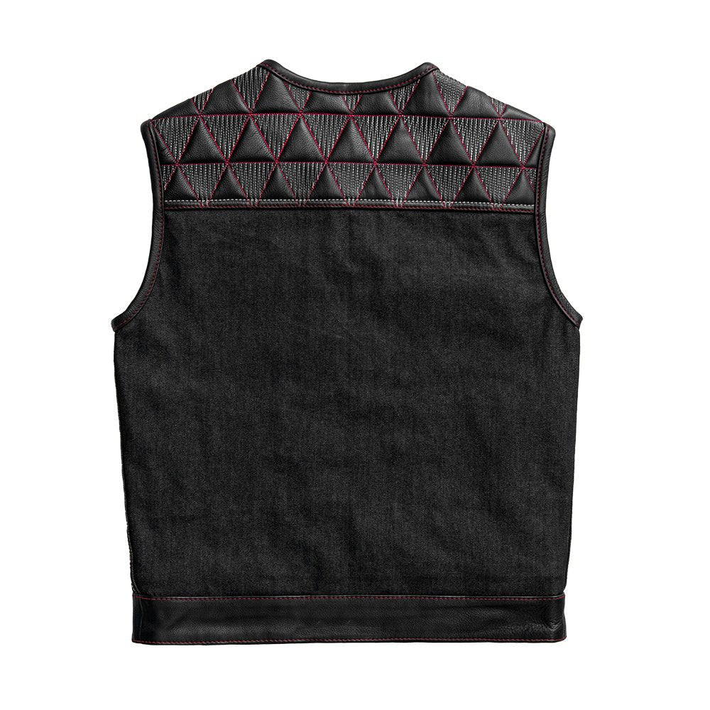 Rush - Men's Club Style Leather/Denim Motorcycle Vest - Limited Edition - Image 2