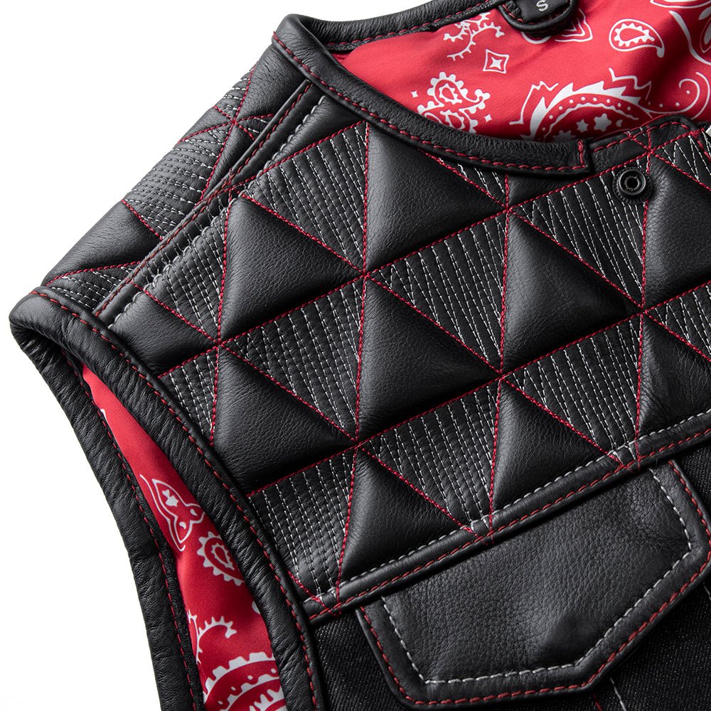 Rush - Men's Club Style Leather/Denim Motorcycle Vest - Limited Edition - Image 4