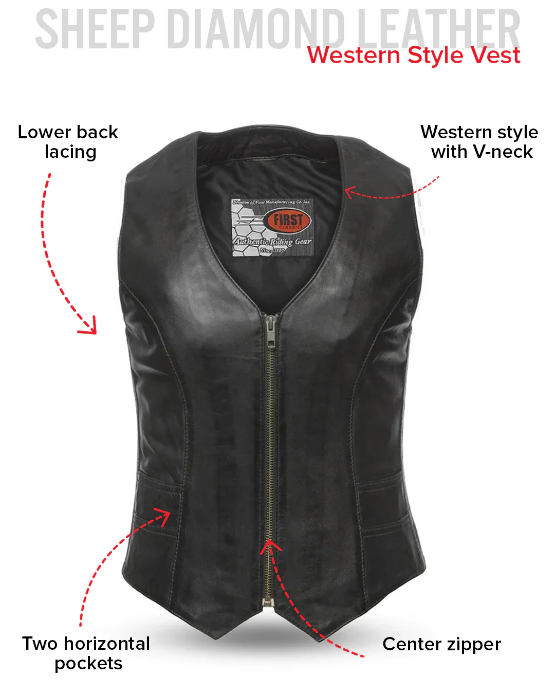 Savannah Women's Western Style Motorcycle Leather Vest - Image 12