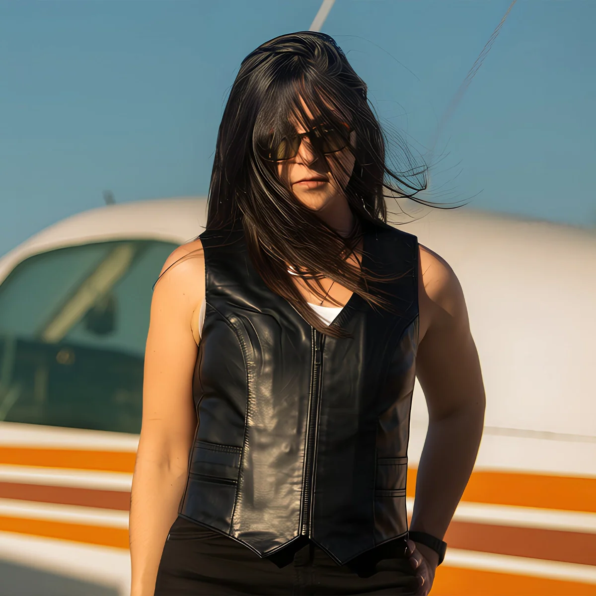Savannah Women's Western Style Motorcycle Leather Vest - Image 3