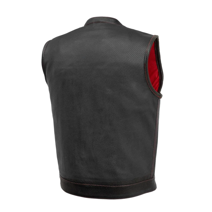 Sharp Shooter Perforated Men's Motorcycle Leather Vest - Image 11