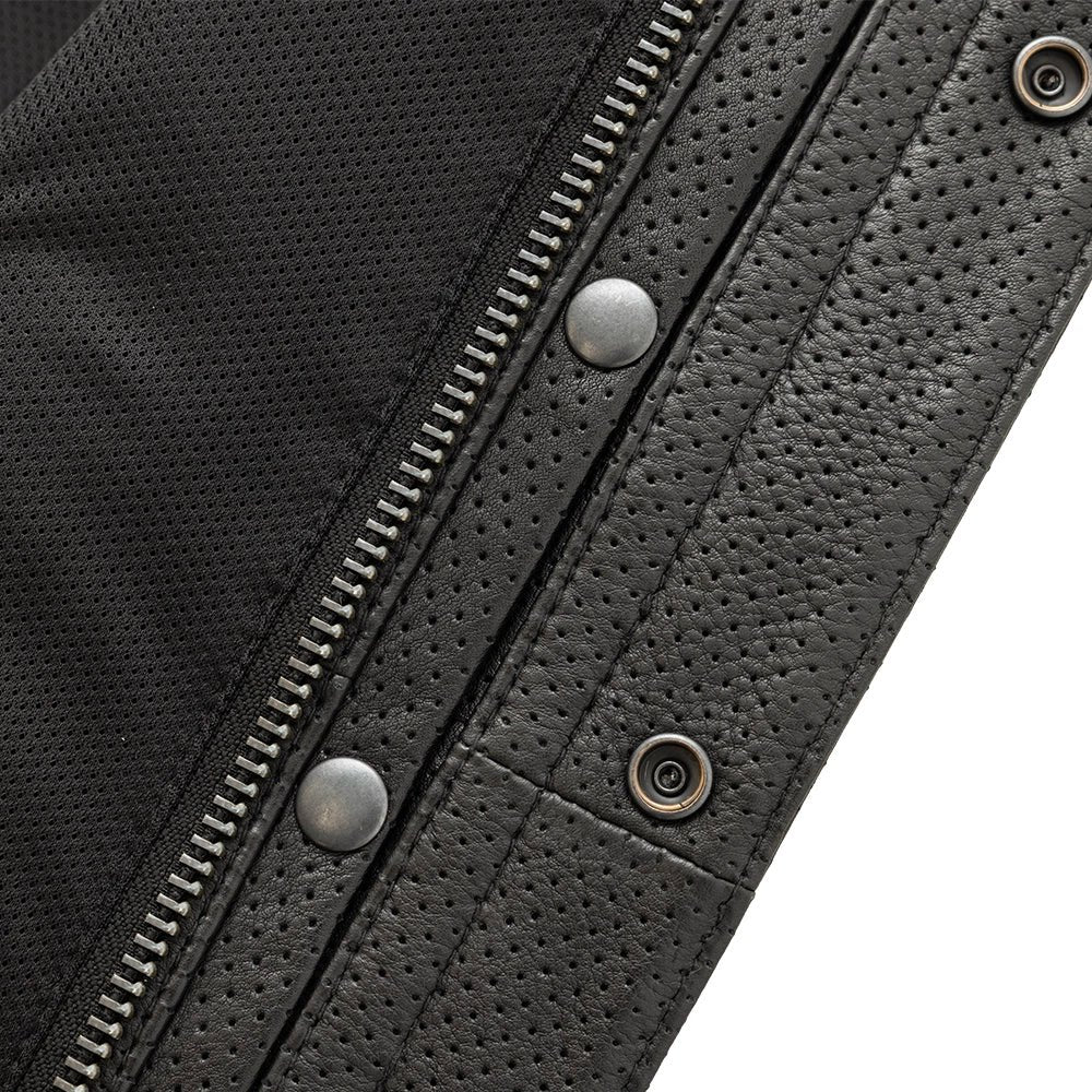 Sharp Shooter Perforated Men's Motorcycle Leather Vest - Image 9