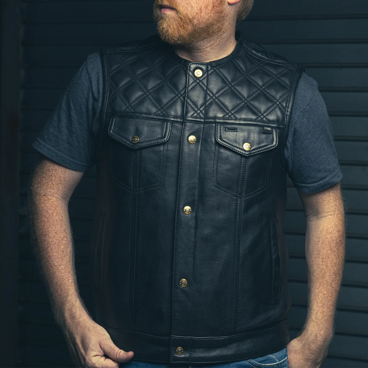 Shell Shock Men's Motorcycle Leather Vest (limited edition) - Image 6
