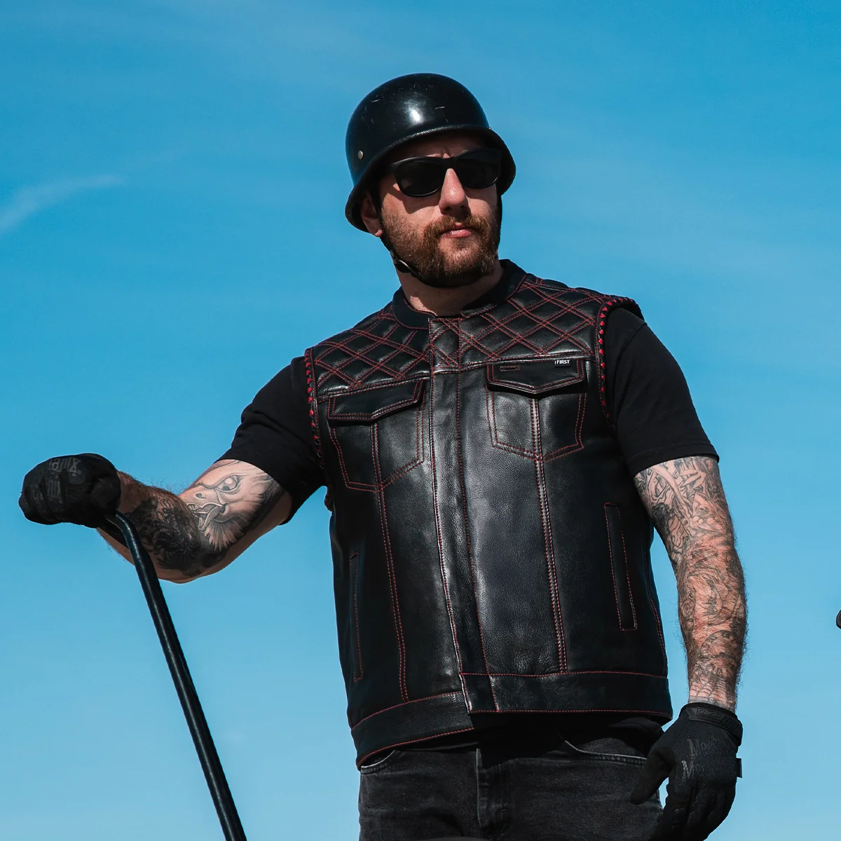 Sinister - Men's Motorcycle Leather Vest - Image 20