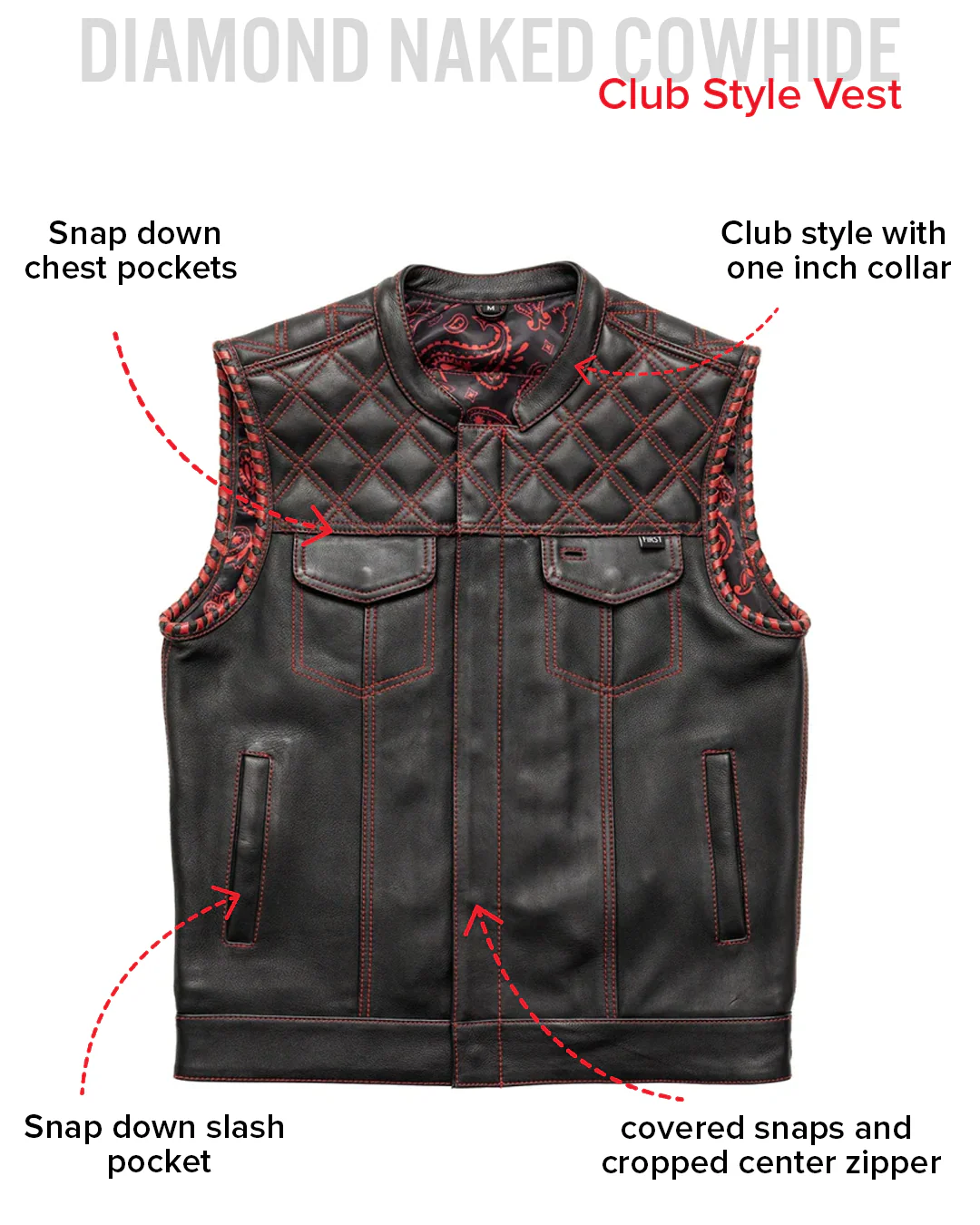 Sinister - Men's Motorcycle Leather Vest - Image 28