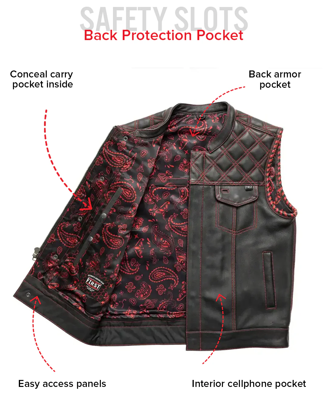 Sinister - Men's Motorcycle Leather Vest - Image 29
