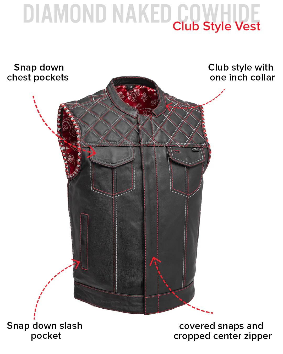Sinister - Men's Motorcycle Leather Vest - Image 30