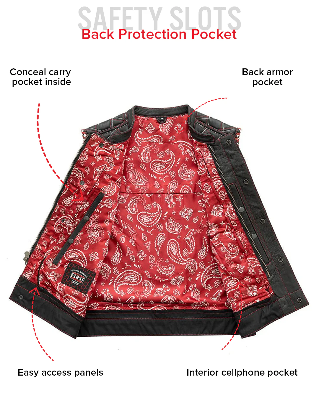 Sinister - Men's Motorcycle Leather Vest - Image 31