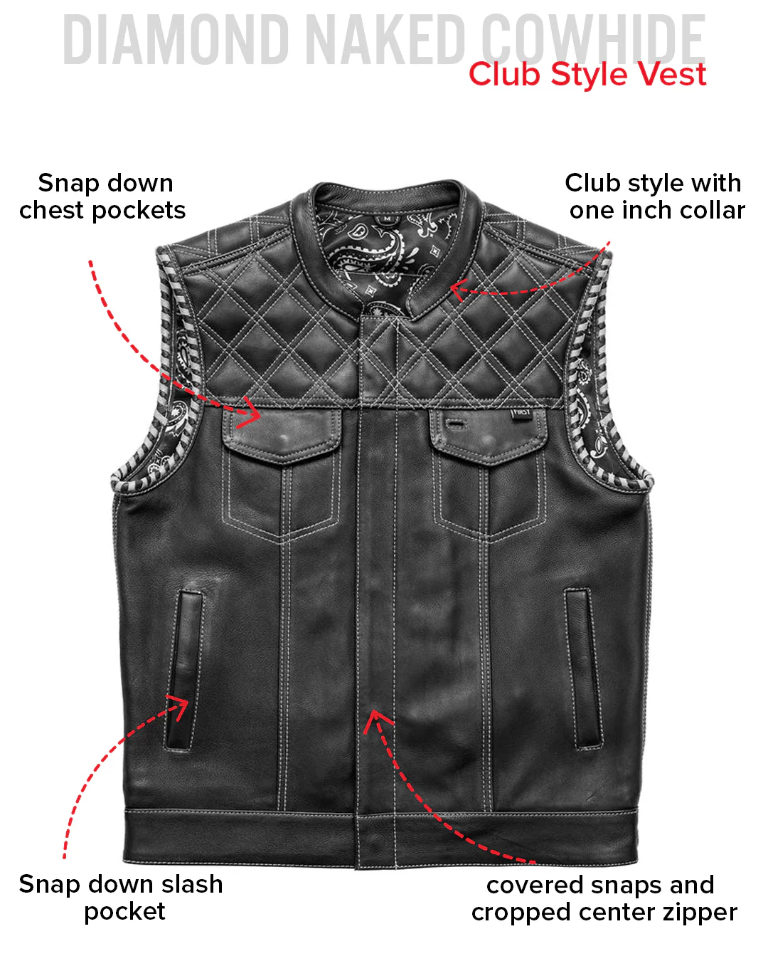 Sinister - Men's Motorcycle Leather Vest - Image 34