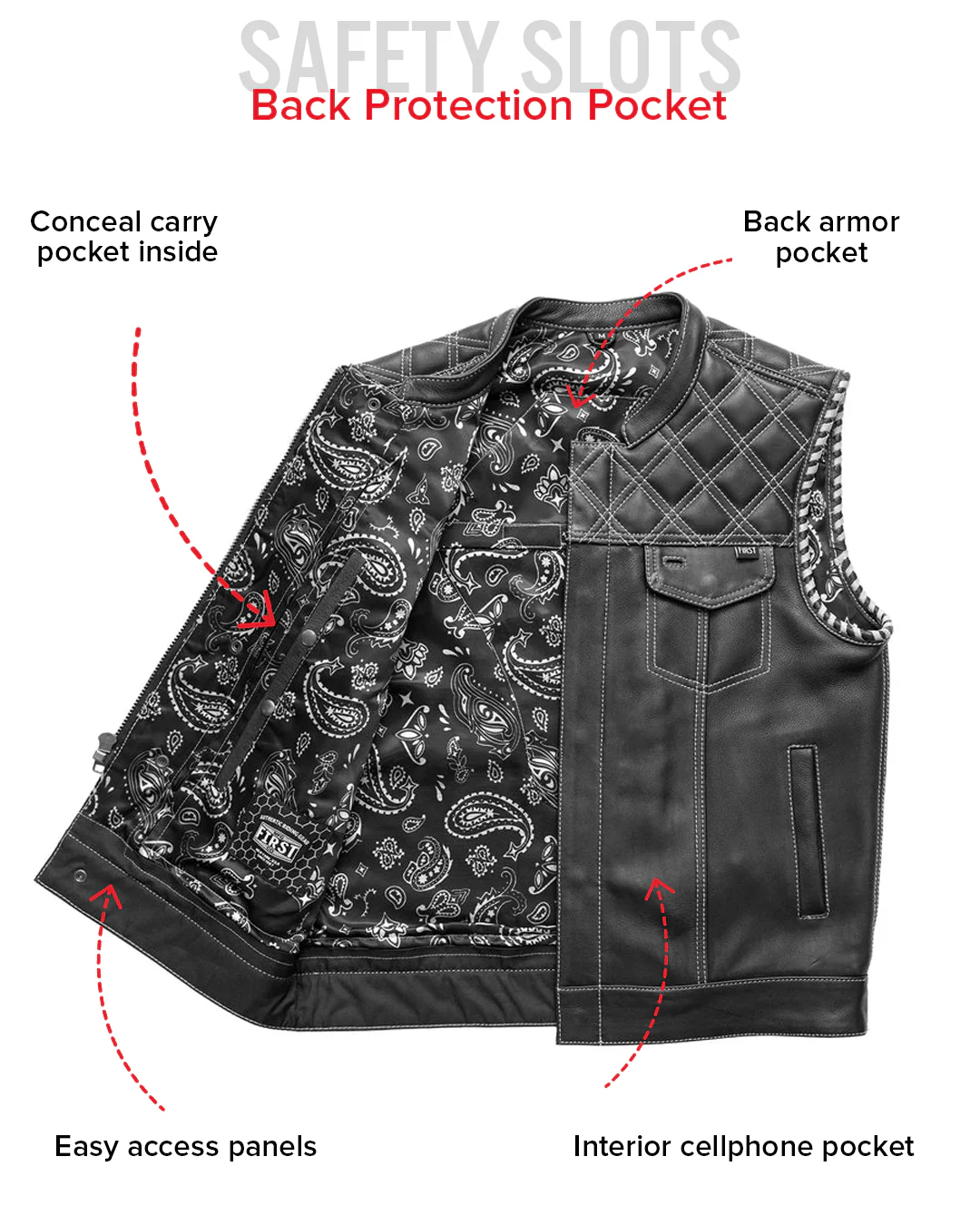 Sinister - Men's Motorcycle Leather Vest - Image 35