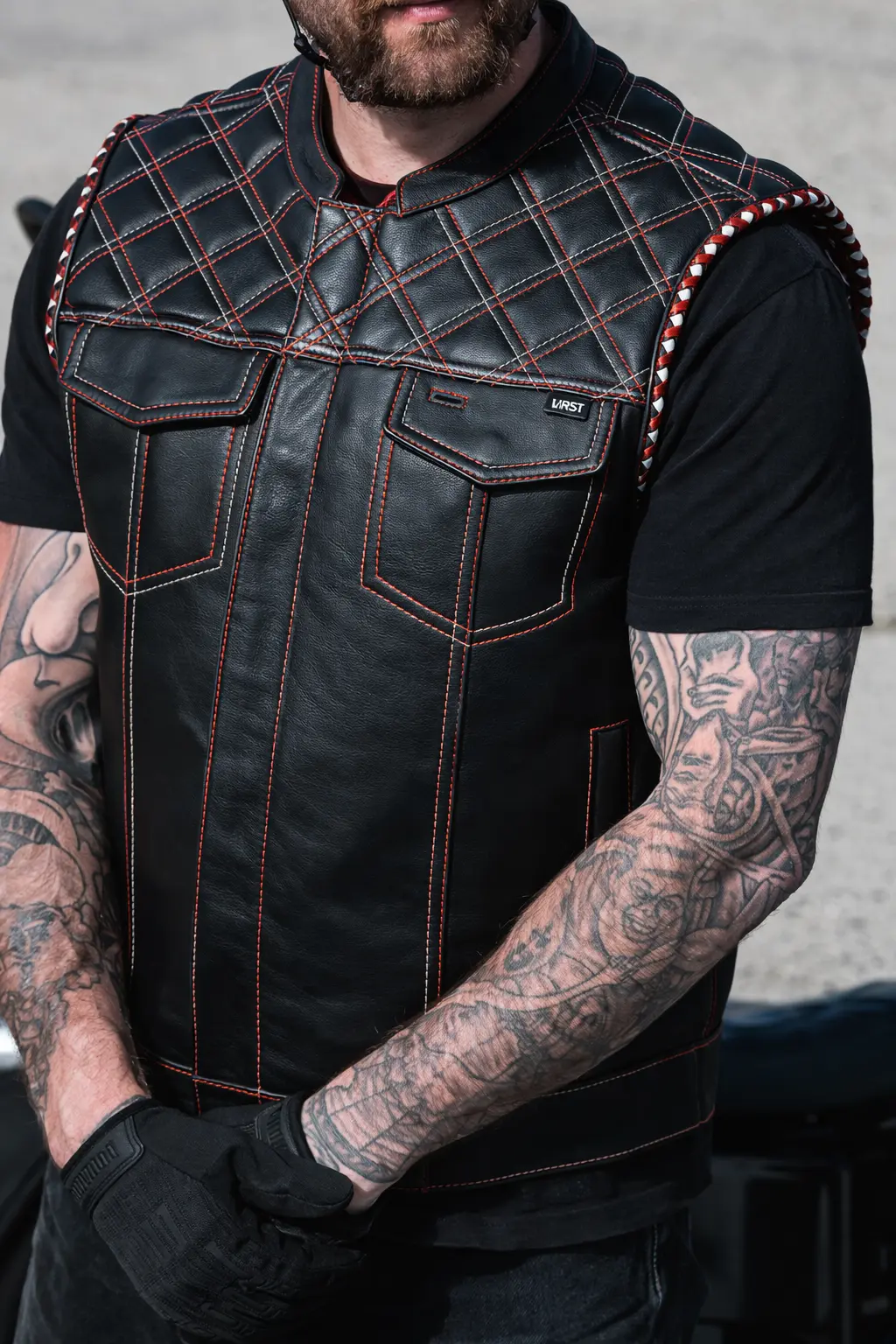 Sinister - Men's Motorcycle Leather Vest - Image 37