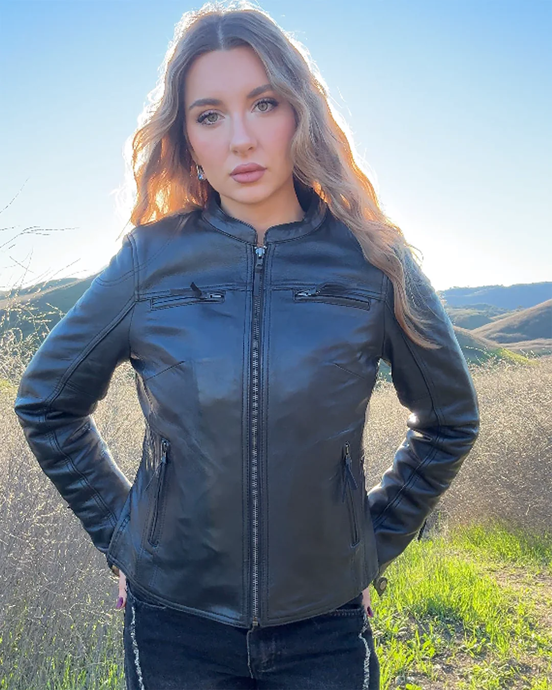 Supastar - Womens Motorcycle Leather Jacket - Image 12