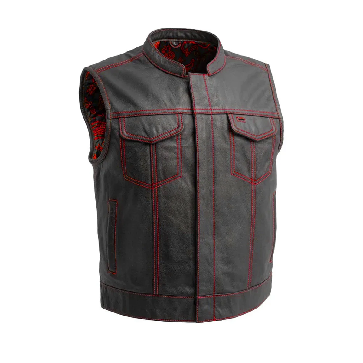 The Club Cut Men's Motorcycle Leather Vest, Multiple Color Options - Image 13