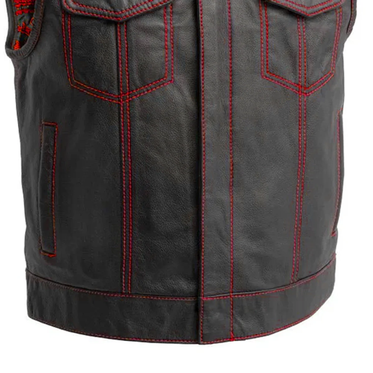 The Club Cut Men's Motorcycle Leather Vest, Multiple Color Options - Image 17