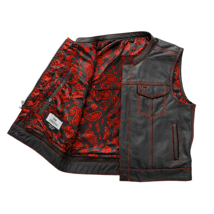 The Club Cut Men's Motorcycle Leather Vest, Multiple Color Options - Image 18