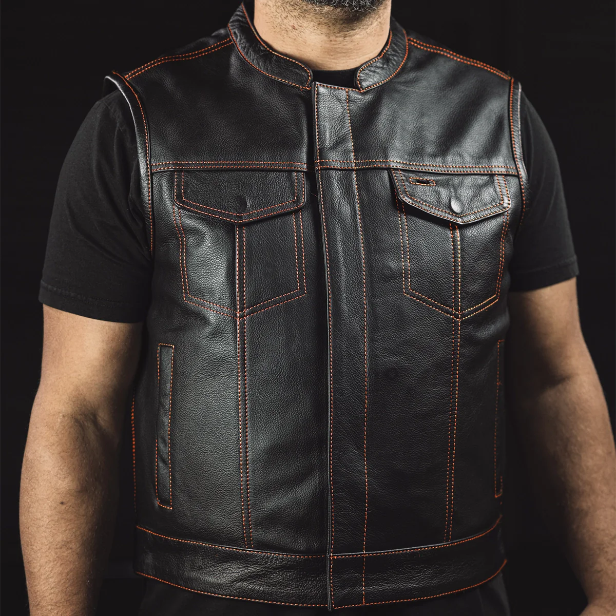 The Club Cut Men's Motorcycle Leather Vest, Multiple Color Options - Image 3