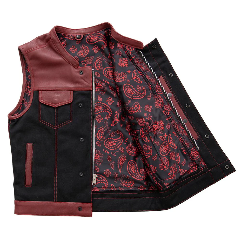 Crusher - Men's Leather/Canvas Motorcycle Vest - Limited Edition - Image 3