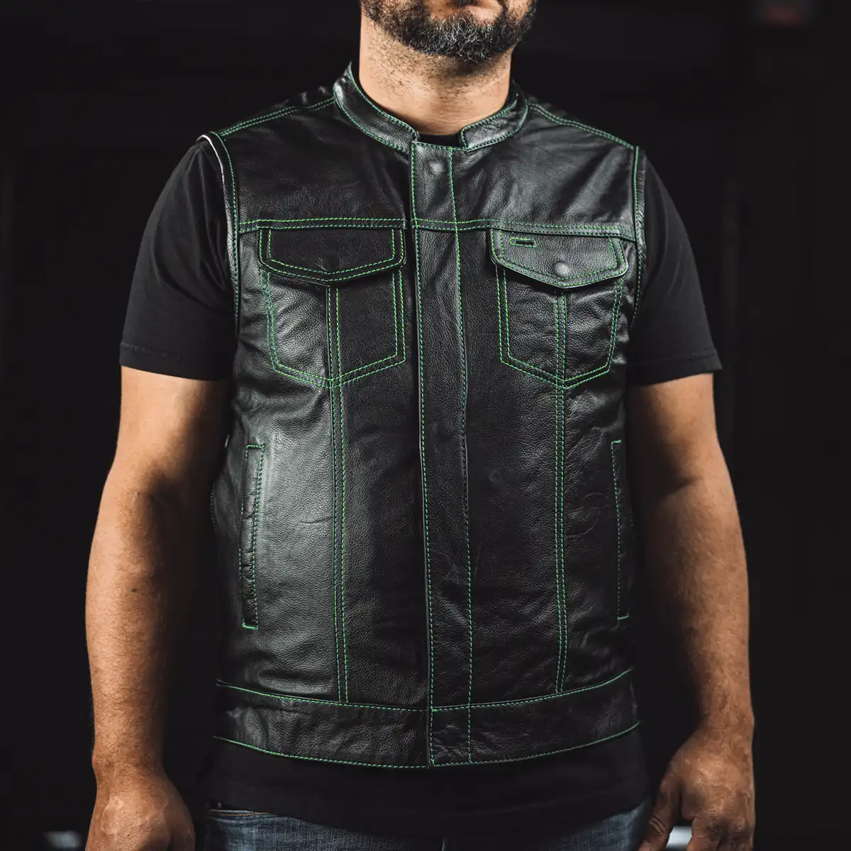 The Cut Men's Motorcycle Leather Vest, Multiple Color Options - Image 3