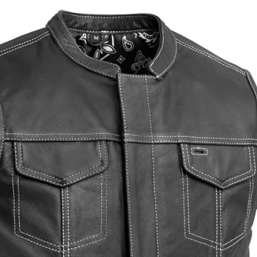 The Cut Men's Motorcycle Leather Vest, Multiple Color Options - Image 32
