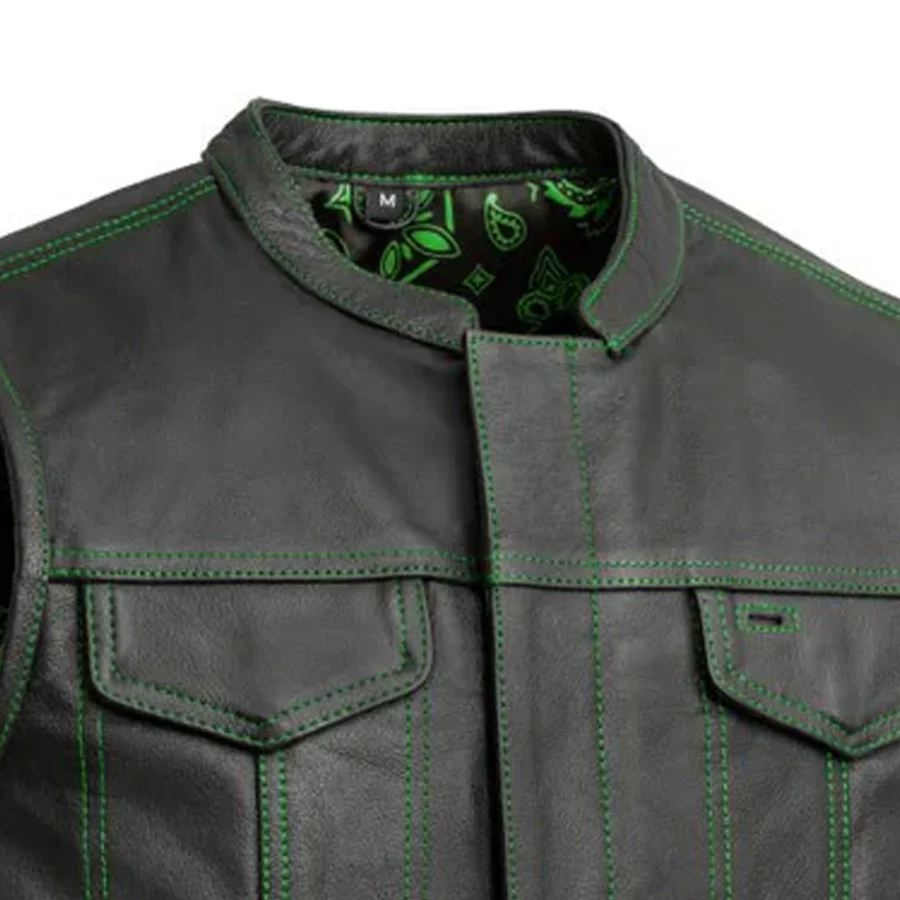 The Cut Men's Motorcycle Leather Vest, Multiple Color Options - Image 5
