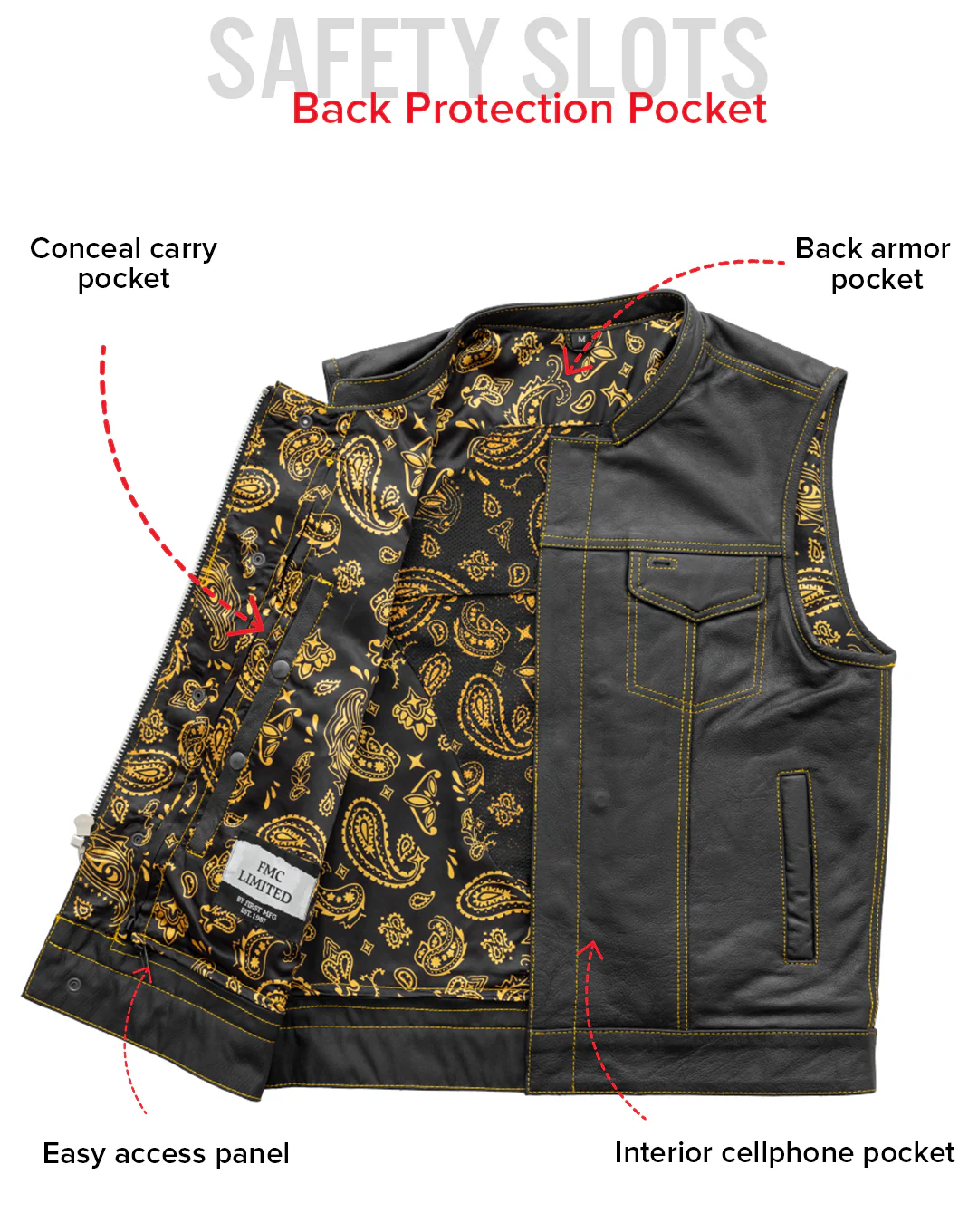 The Cut Men's Motorcycle Leather Vest, Multiple Color Options - Image 50
