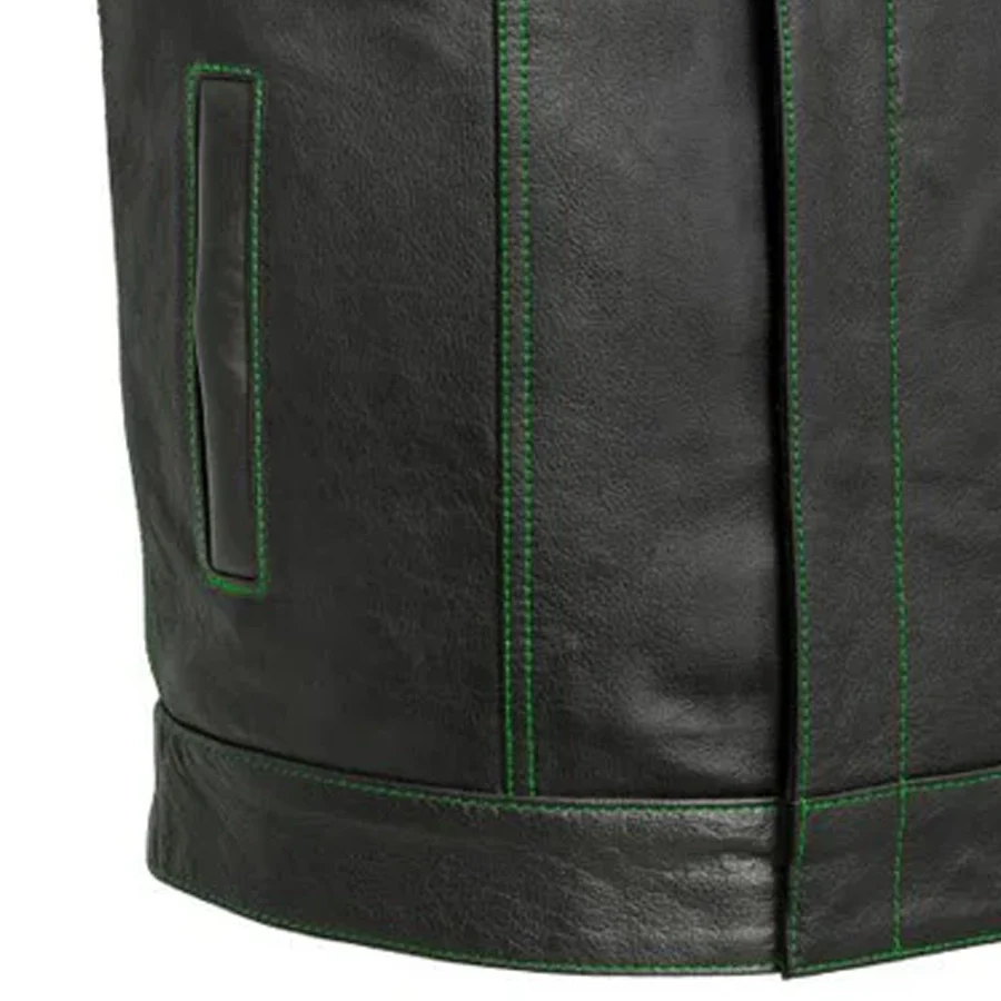 The Cut Men's Motorcycle Leather Vest, Multiple Color Options - Image 6