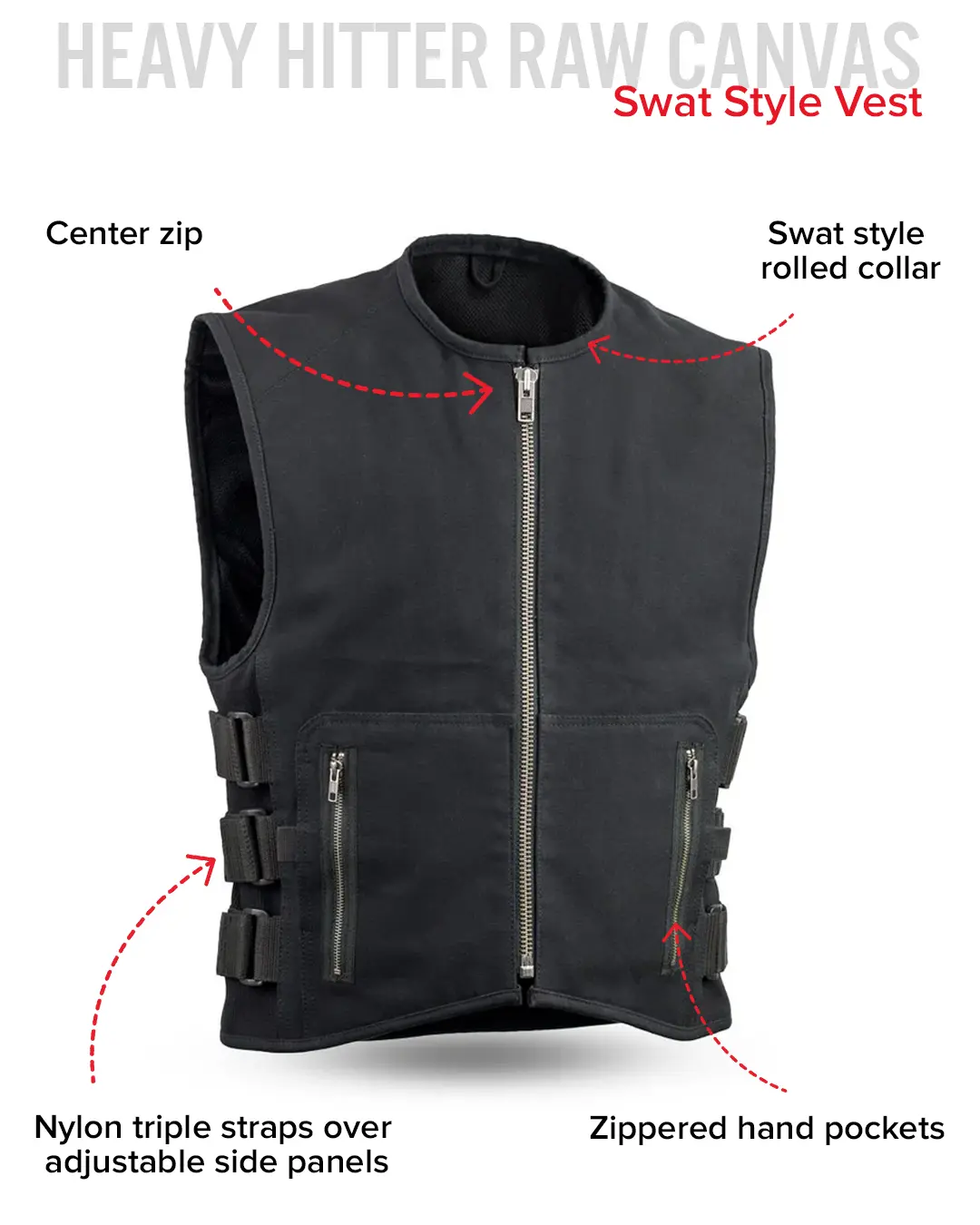 Knox - Men's Motorcycle Swat Style 20oz. Canvas Vest - Image 4