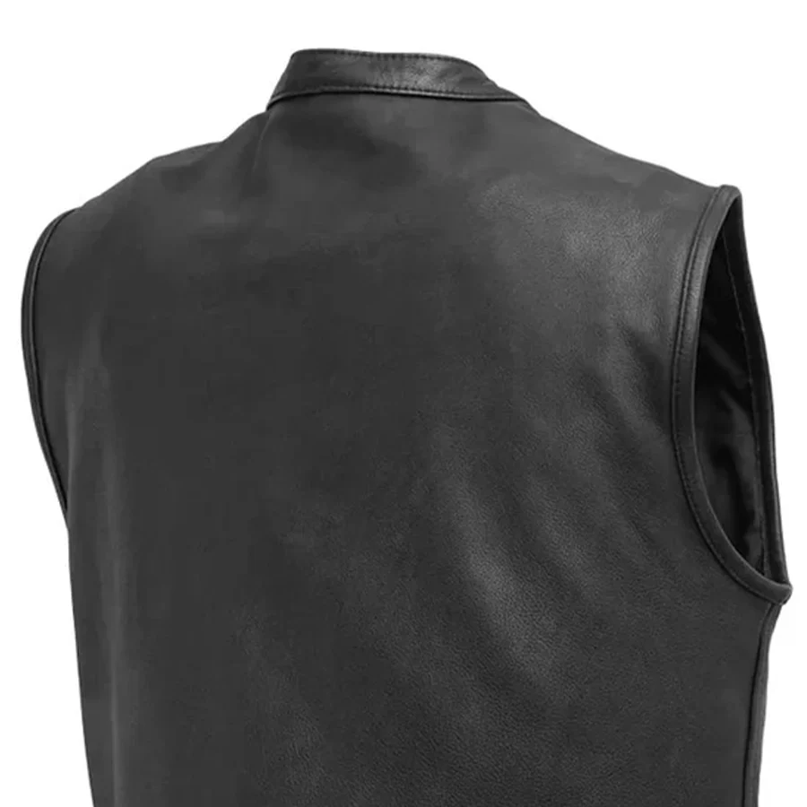 Top Rocker Men's Motorcycle Leather Vest - Image 10