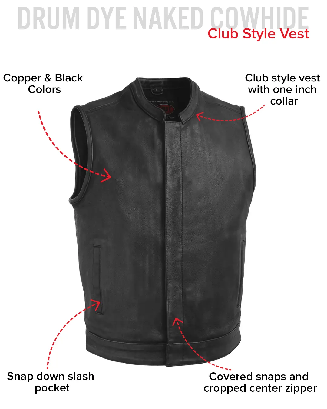 Top Rocker Men's Motorcycle Leather Vest - Image 12