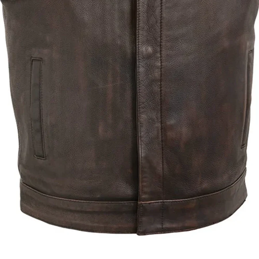 Top Rocker Men's Motorcycle Leather Vest - Image 4