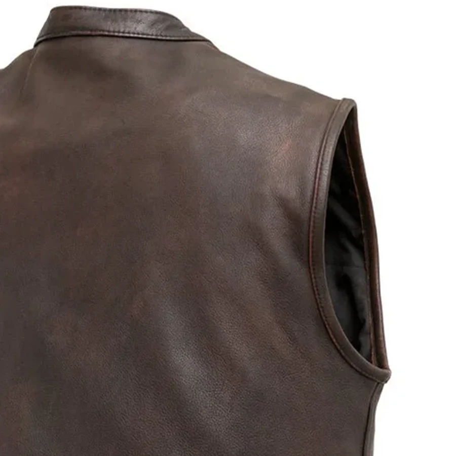 Top Rocker Men's Motorcycle Leather Vest - Image 5