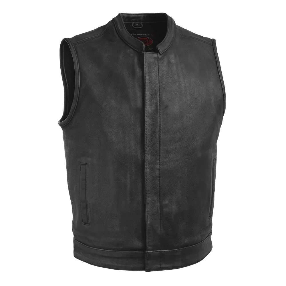Top Rocker Men's Motorcycle Leather Vest - Image 6