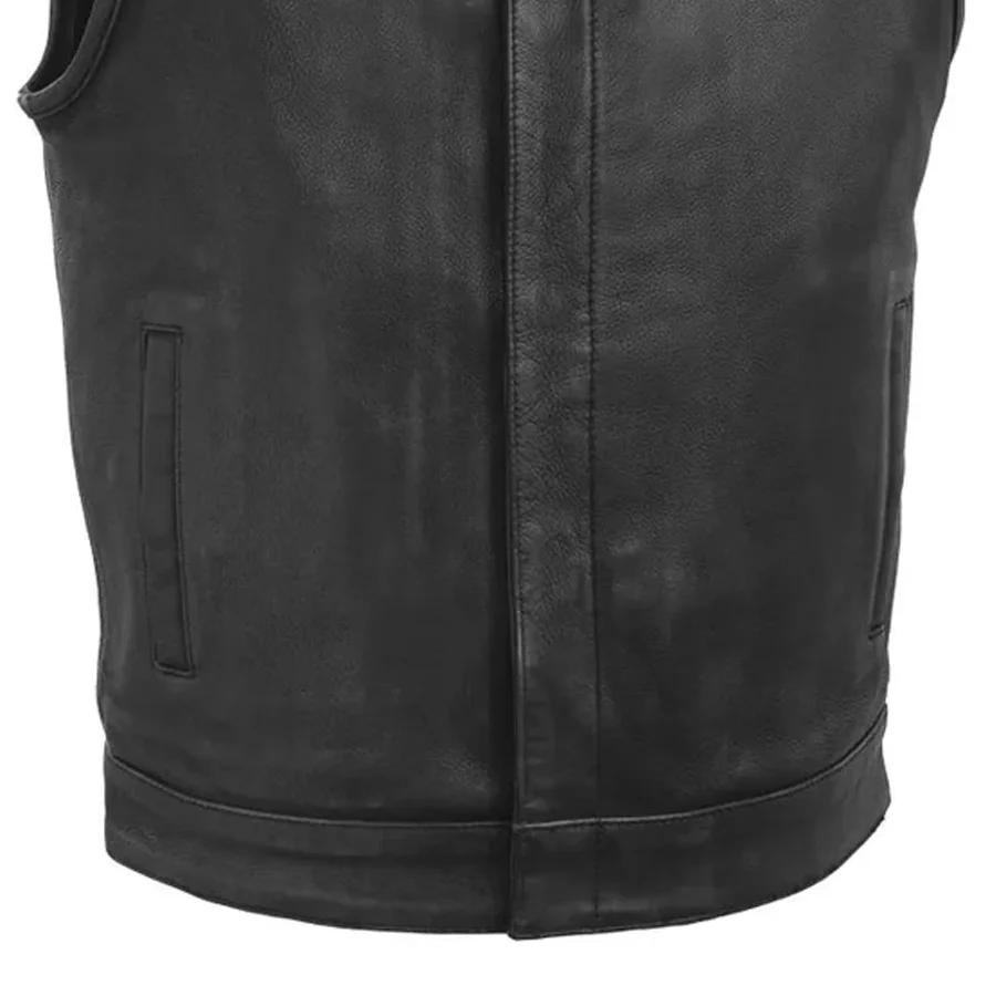 Top Rocker Men's Motorcycle Leather Vest - Image 8