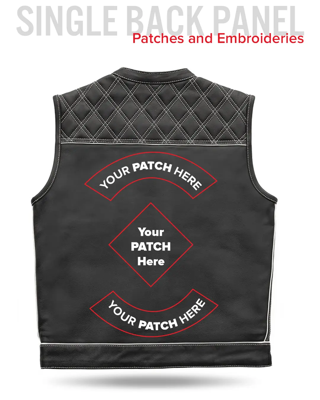 Finish Line - White Checker - Men's Motorcycle Leather Vest - Image 8