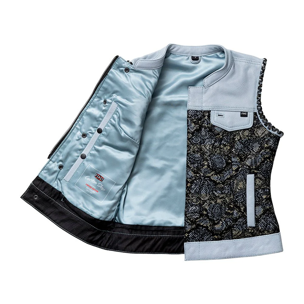 Blue Viper Women's Club Style Leather Motorcycle Vest - Limited Edition - Image 3