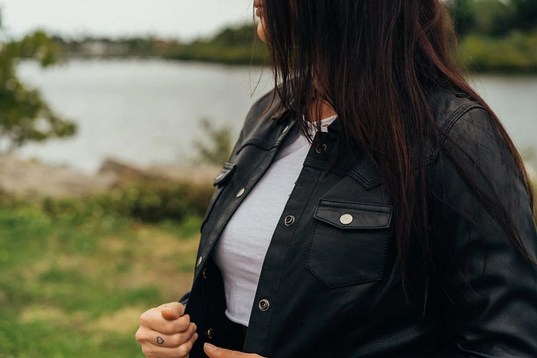 Onyx Women's Leather Motorcycle Shirt - Image 3